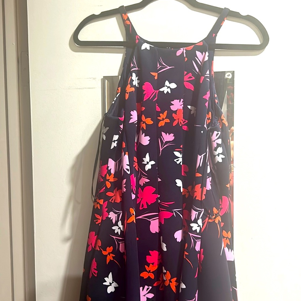 Charming Floral Print Sleeveless Dress - Size L